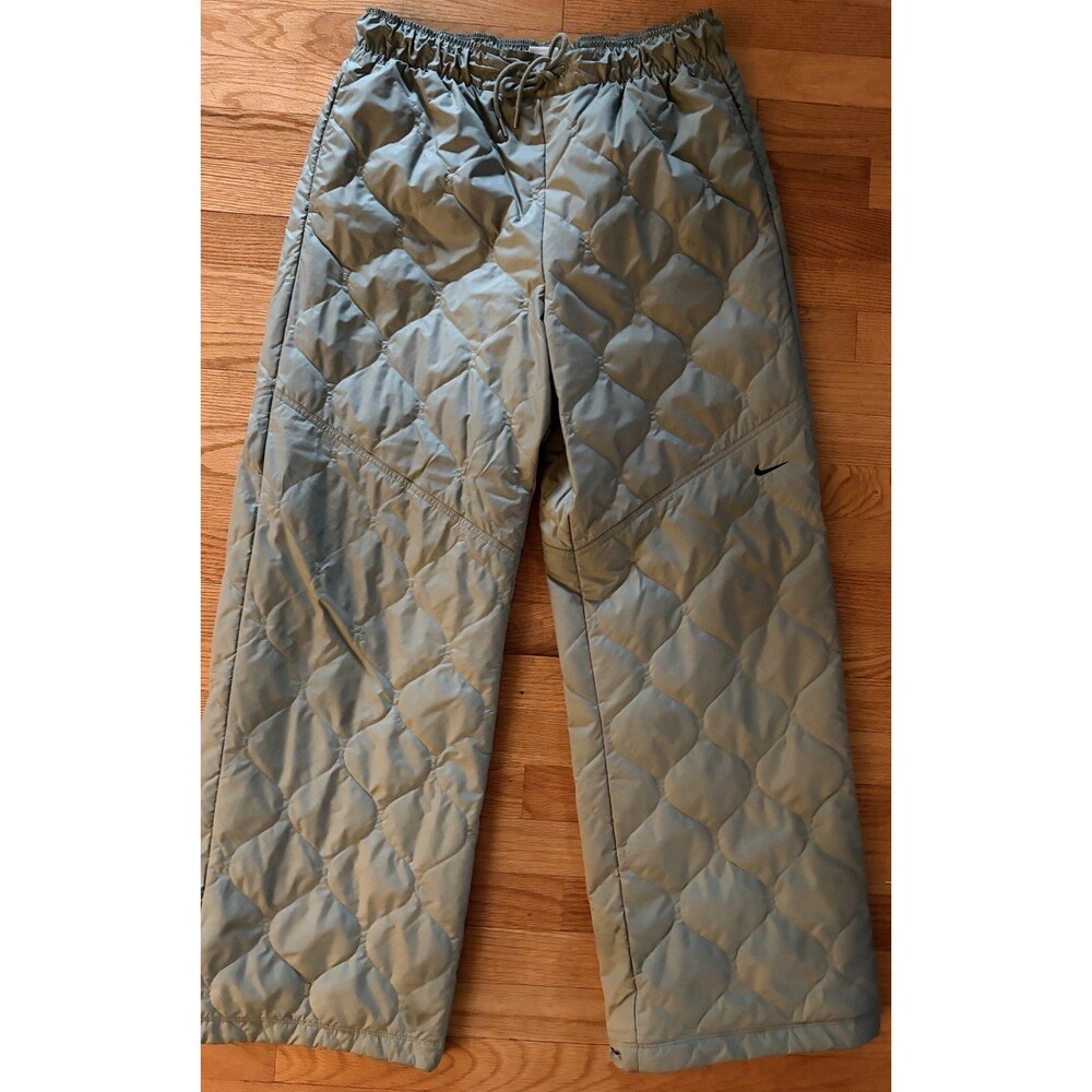 Nike Quilted Puffer Pants Sage Green Wide Leg Insulated Drawstring